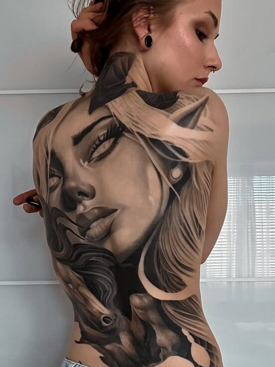 Full Back Tattoo | Straight Lines Tattoo