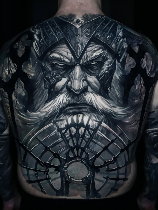 Warrior King Back Tattoo, back tattoos for men