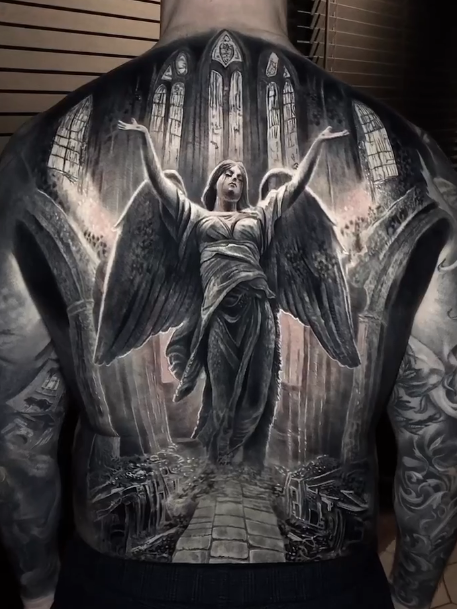 Angel Back Tattoo, back tattoos for men