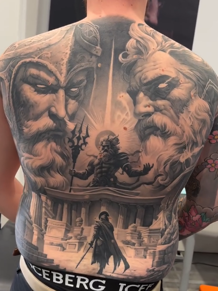 Greek Gods Back Tattoo, back tattoos for men
