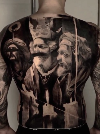 Kings Portrait Back Tattoo, back tattoos for men