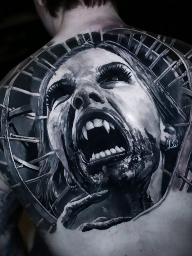 Vampire Back Tattoo, back tattoos for men