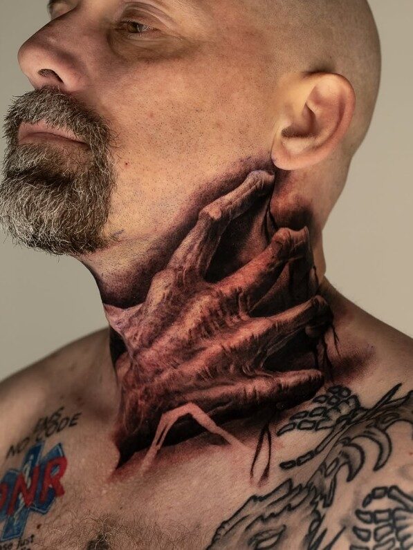 Neck tattoo | Straight Lines Tattoo