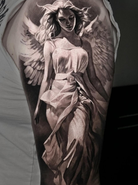 Female Angel Tattoo | Straight Lines Tattoo
