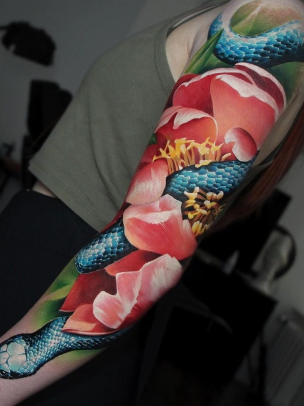 Full Colour Sleeve Tattoo Arm Design