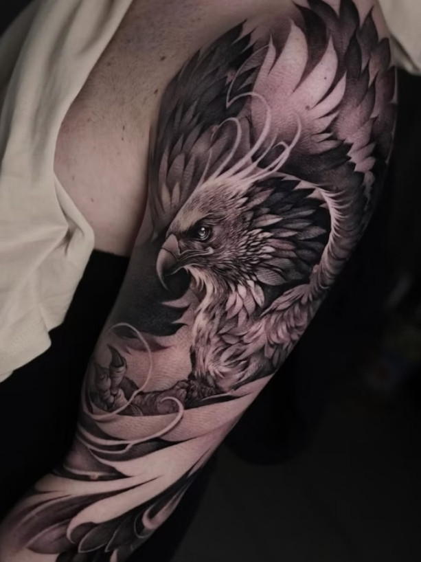 Realistic Phoenix Tattoo Cambridgeshire | Straight Lines Tattoo