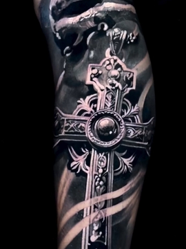 Religious Crucifix Tattoo London | Straight Lines Tattoo