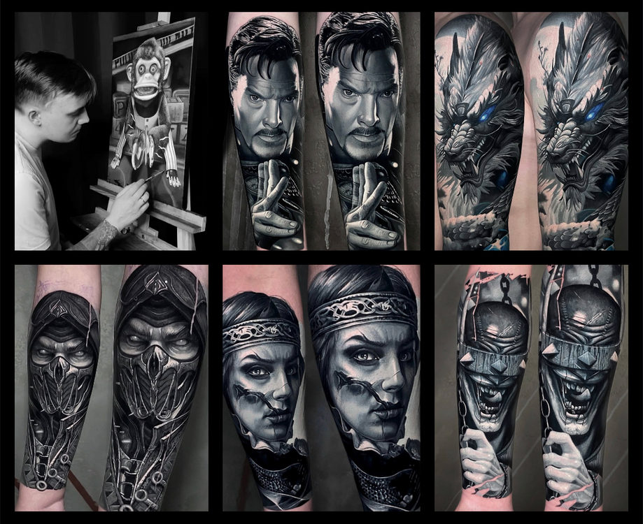 Efimov, Straight Lines Tattoo